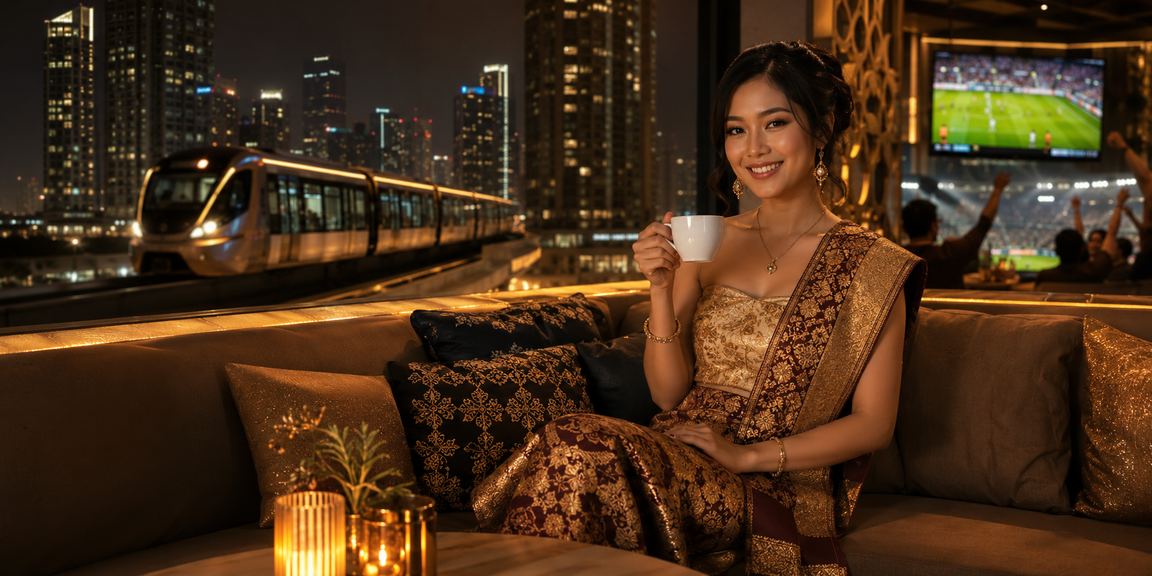 Seseorang membaca dokumen ketentuan platform taruhan sambil menikmati kopi di kafe Vietnam