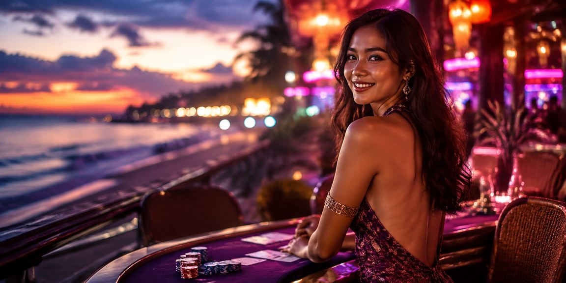 Permainan kartu di tepi pantai yang menggambarkan suasana santai sambil memahami aturan bonus