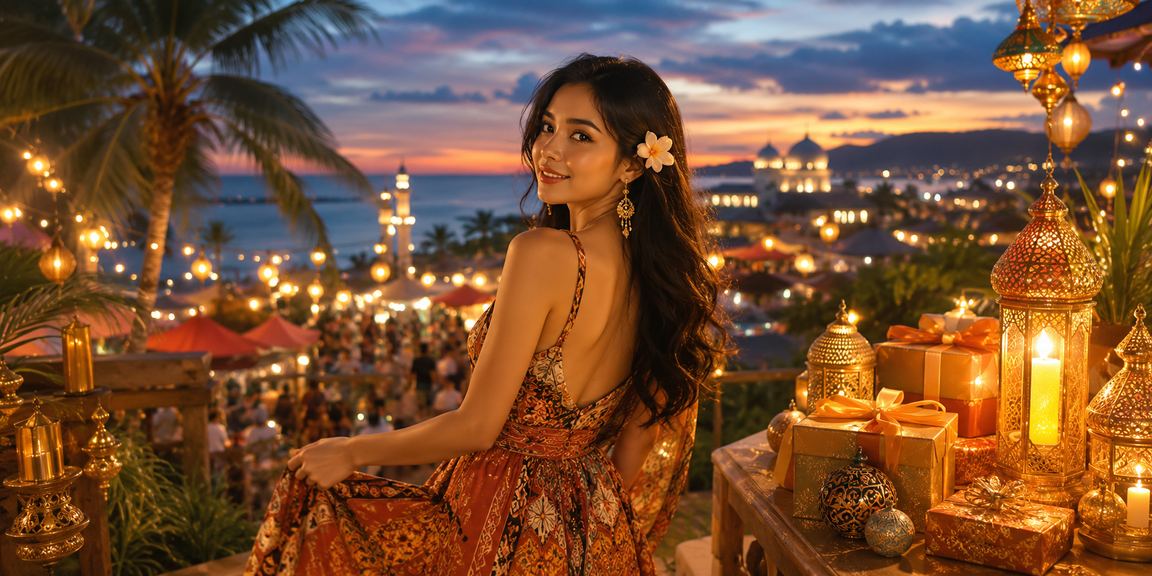 Suasana pasar malam yang semarak dengan aktivitas hiburan digital dan lotere malam hari